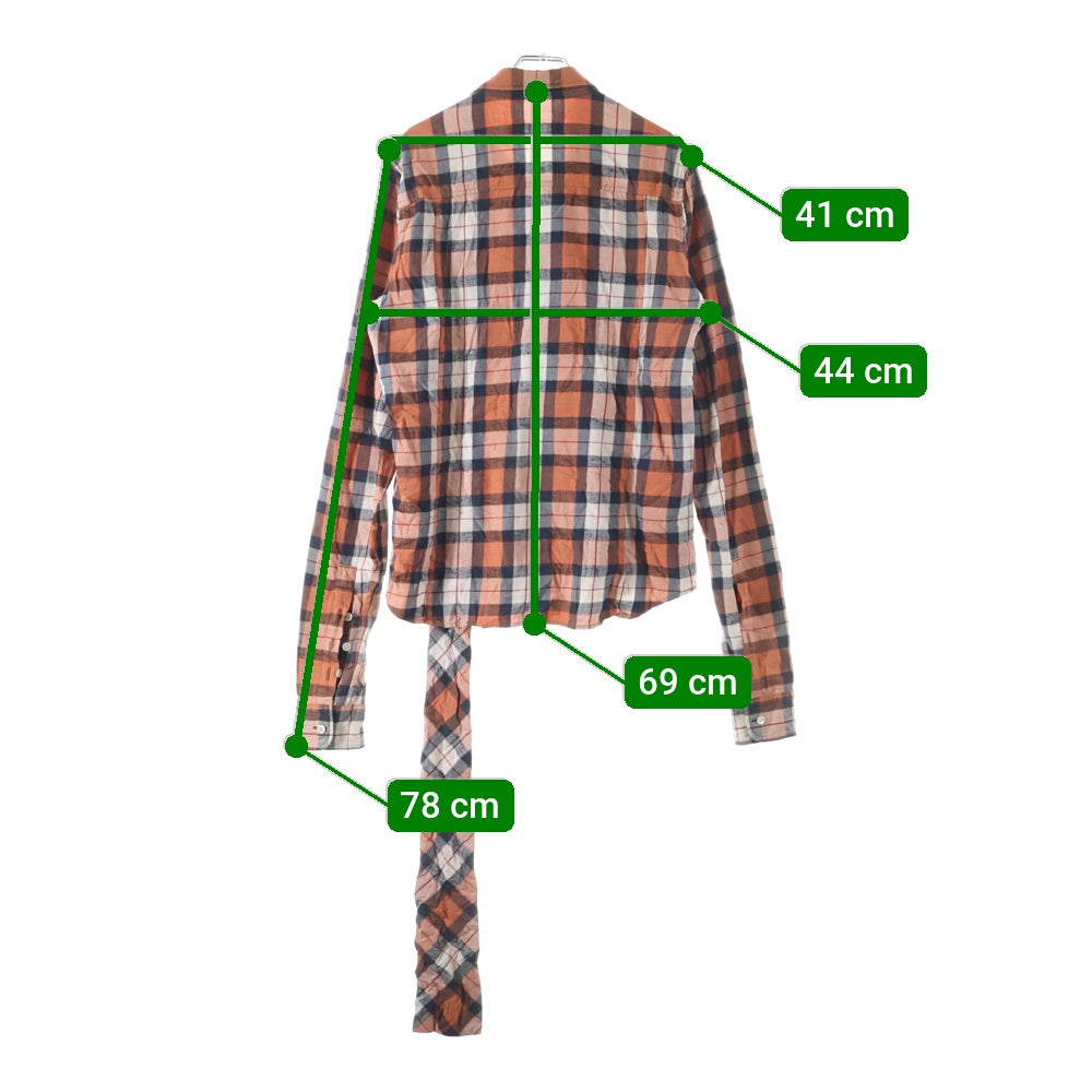 UNDERCOVER(アンダーカバー) 襟デザイン チェック柄 コットン長袖シャツ オレンジ調 6A222-SH1