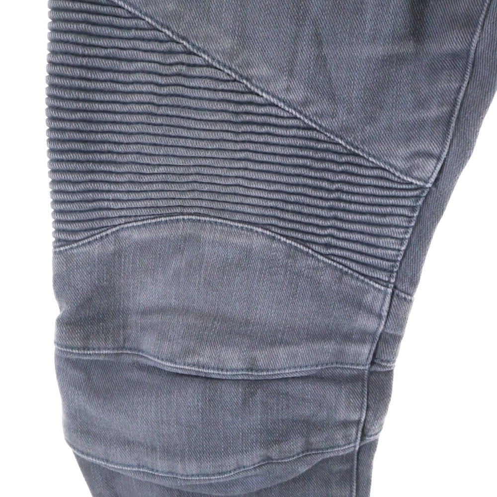 BALMAIN(バルマン) ダメージ加工 蛇腹バイカー デニムパンツ ジーンズ