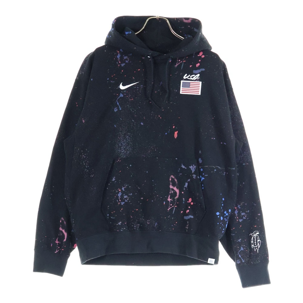 NIKE(ナイキ) USA M NK SOLO FLC PO HD 総柄 スウェットプルオーバーパーカー ブラック FD7666-010