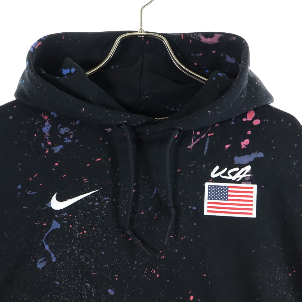 NIKE(ナイキ) USA M NK SOLO FLC PO HD 総柄 スウェットプルオーバーパーカー ブラック FD7666-010