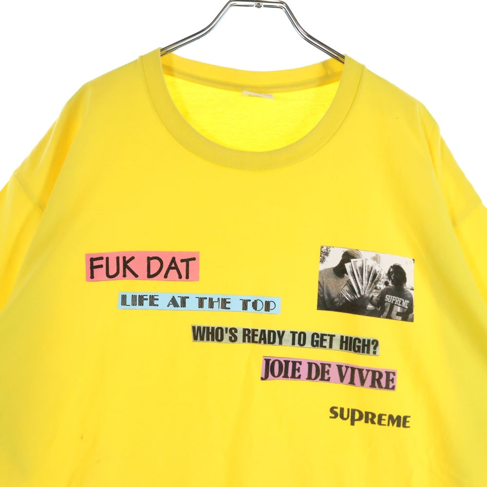 SUPREME(シュプリーム) 22AW Joie De Vivre Tee ジョイデビブレ クルーネックロゴプリント半袖Tシャツ カットソー イエロー