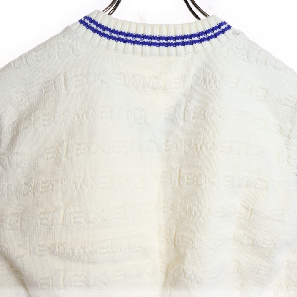 ALEXANDER WANG(アレキサンダーワン) ロゴショート丈 ライン ニットベスト ホワイト/ブルー レディース 1KC3231051