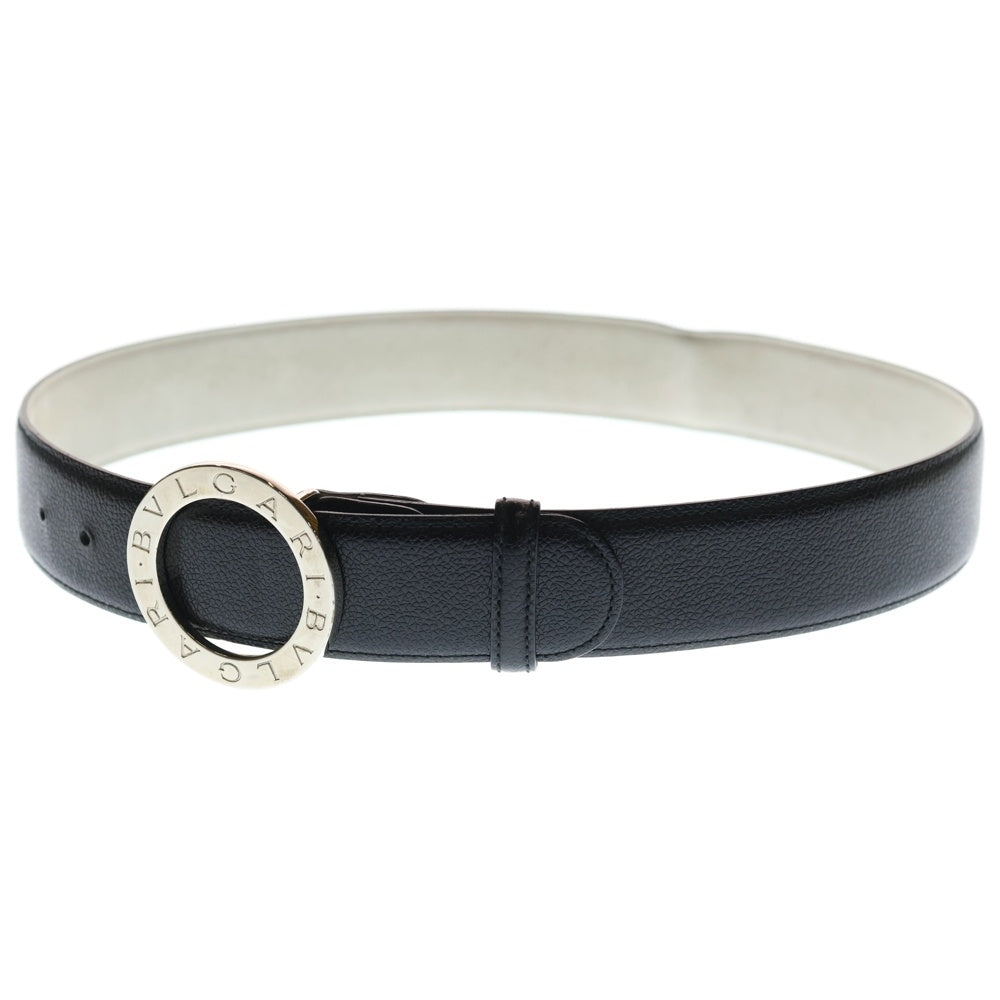 BVLGARI(ブルガリ) LOETEA ダブルロゴ バックル レザーベルト ブラック/シルバー