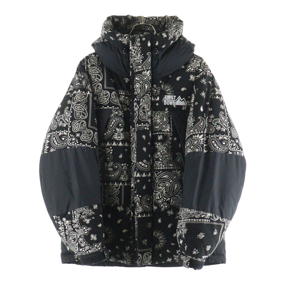 FIRST DOWN(ファーストダウン) ×FREAK'S STORE フリークスストア ペイズリー柄 ダウンジャケット アウター ブラック 203-1501