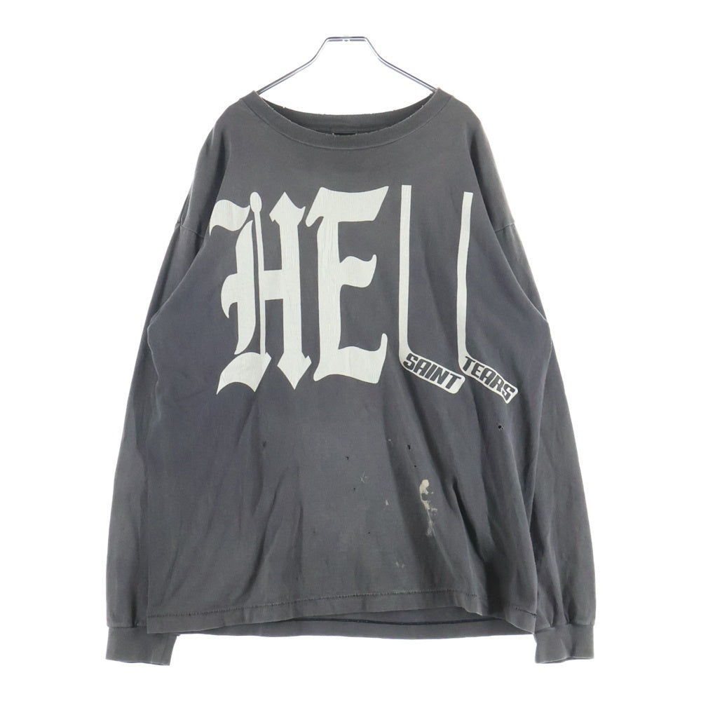SAINT MICHAEL(セントマイケル) 22AW DT LS TEE HELL ヘル プリント クルーネック 長袖Tシャツ カットソー ブラック SM-A22-0000-087