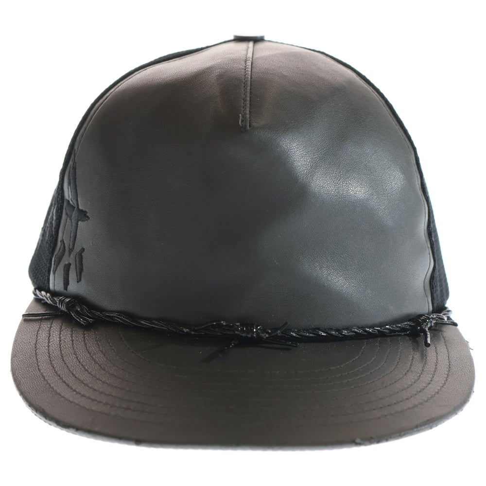 cvtvlist(カタリスト) フェイクレザー ロゴ刺繍メッシュキャップ ブラック 2401020501