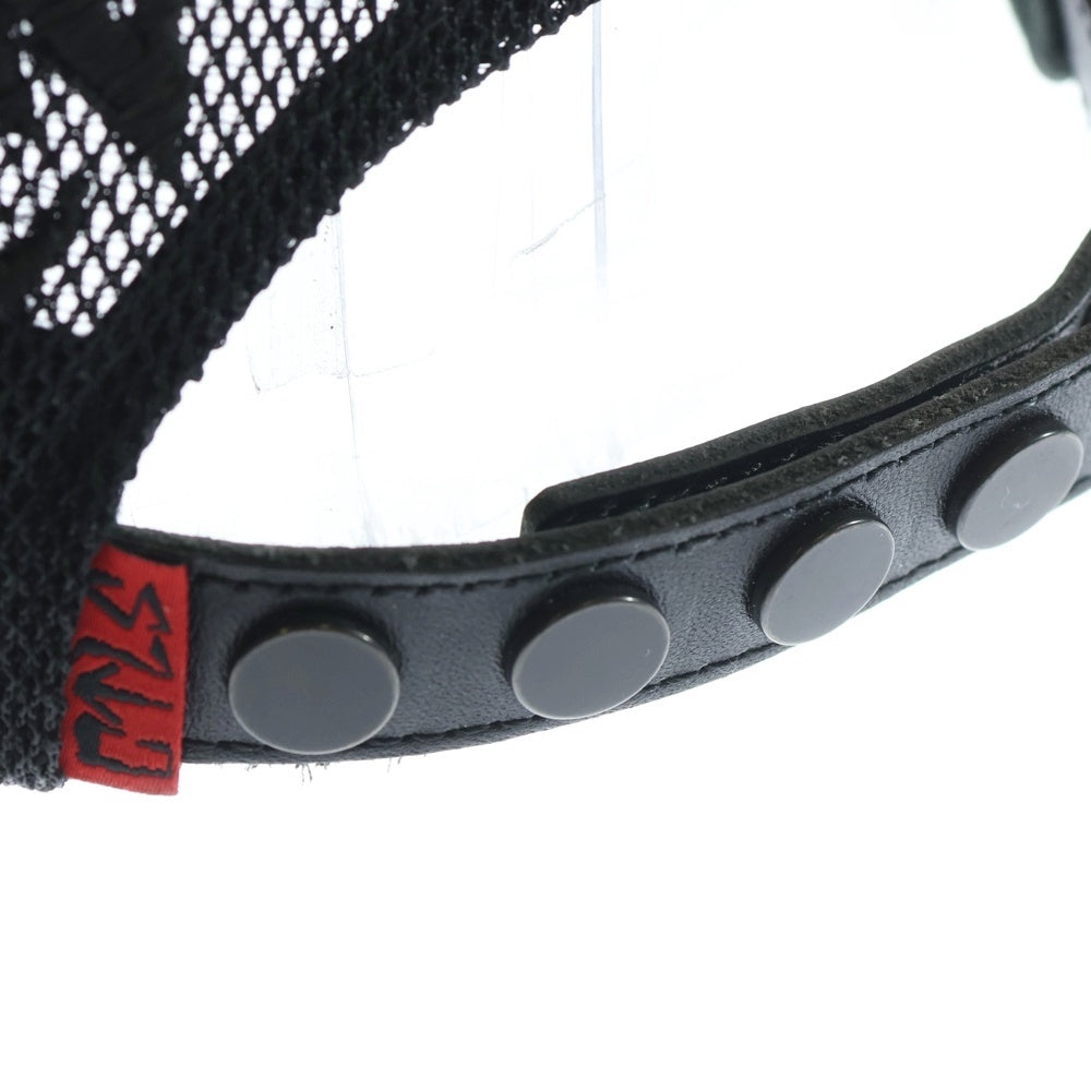 cvtvlist(カタリスト) フェイクレザー ロゴ刺繍メッシュキャップ ブラック 2401020501