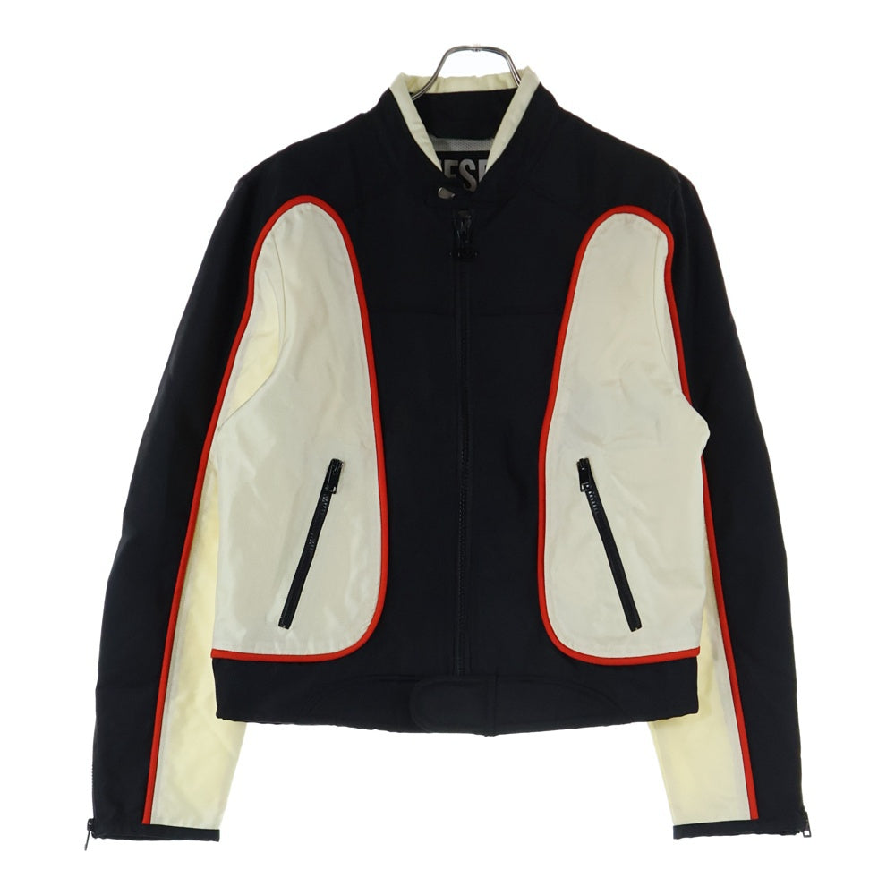 DIESEL(ディーゼル) J-BLINK JACKET A06132 バイカージャケット ジップアップナイロンジャケット ブラック/ベージュ A06132