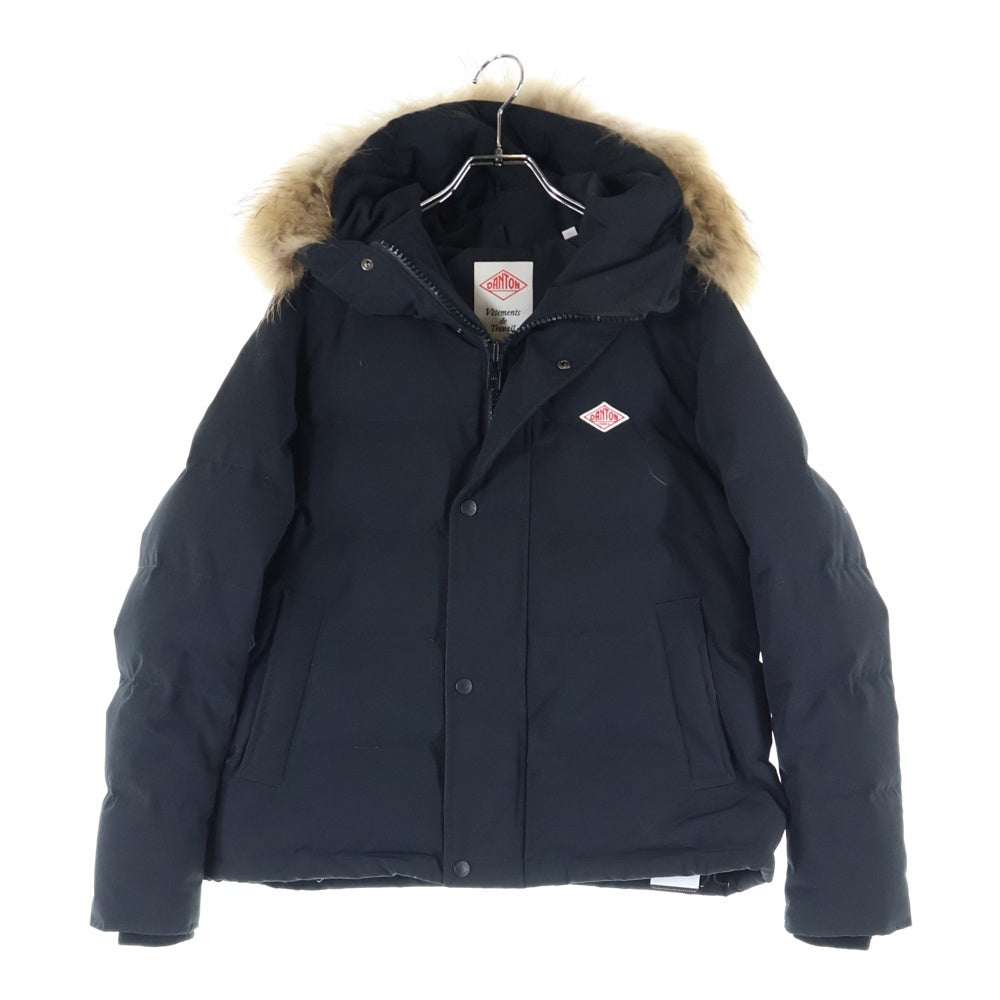 DANTON(ダントン) フーデッド ジップアップ ダウンコート ジャケット リアルファー ブラック 18A-FA-002