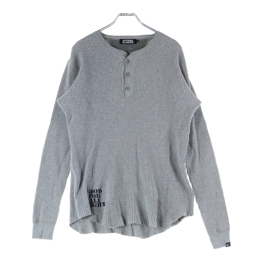 HYSTERIC GLAMOUR(ヒステリックグラマー) ヘンリーネックサーマル 長袖Tシャツ カットソー グレー 0294CL05