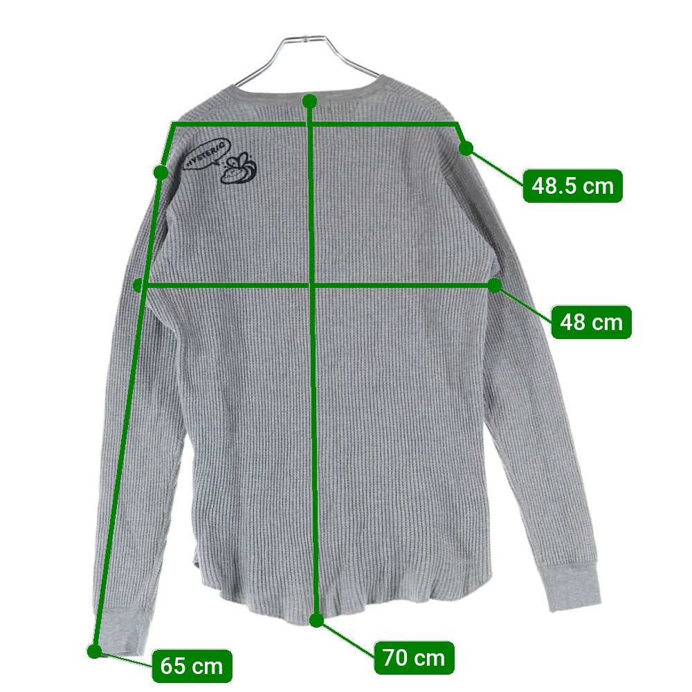 HYSTERIC GLAMOUR(ヒステリックグラマー) ヘンリーネックサーマル 長袖Tシャツ カットソー グレー 0294CL05