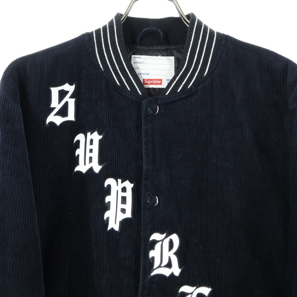 SUPREME(シュプリーム) 18SS Old English Corduroy Varsity Jacket オールドイングリッシュ コーデュロイバーシティジャケット ブラック
