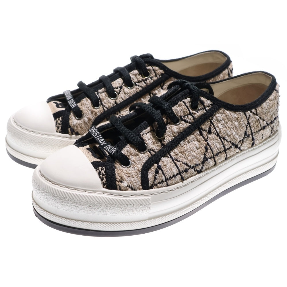 DIOR(ディオール) ツイードロゴプラットフォームローカットスニーカー ベージュ/ブラック