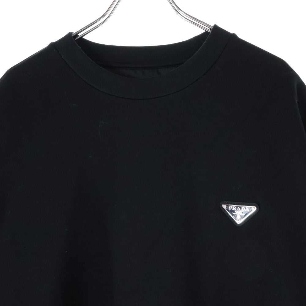 PRADA(プラダ) 22AW RE-NYLON トライアングルロゴ スウェットクルーネックシャツ ブラック UJL30A S222 110Q
