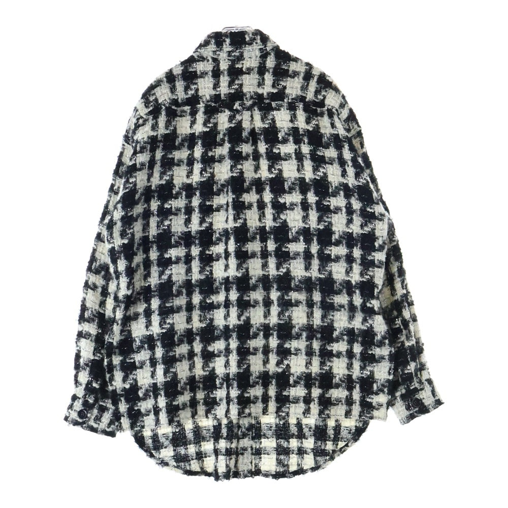 FAITH CONNEXION(フェイスコネクション) Oversized Metallic Tweed Overshirt オーバーサイズ メタリック ツイード オーバーシャツ ジャケット ホワイト/ブラック X1819T00420