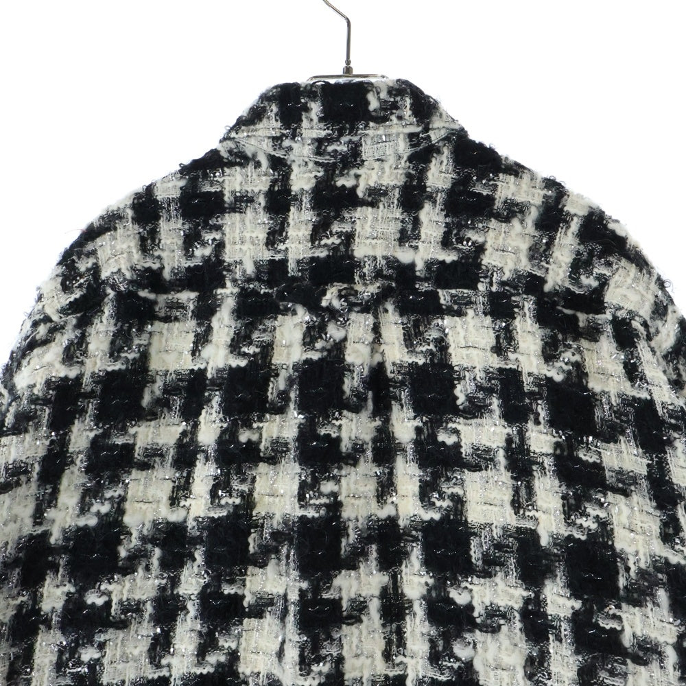 FAITH CONNEXION(フェイスコネクション) Oversized Metallic Tweed Overshirt オーバーサイズ メタリック ツイード オーバーシャツ ジャケット ホワイト/ブラック X1819T00420