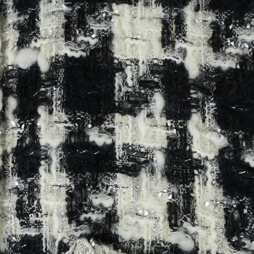 FAITH CONNEXION(フェイスコネクション) Oversized Metallic Tweed Overshirt オーバーサイズ メタリック ツイード オーバーシャツ ジャケット ホワイト/ブラック X1819T00420