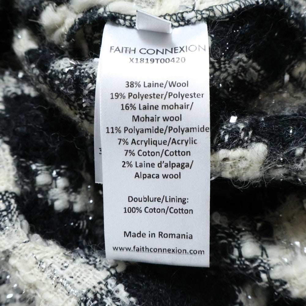 FAITH CONNEXION(フェイスコネクション) Oversized Metallic Tweed Overshirt オーバーサイズ メタリック ツイード オーバーシャツ ジャケット ホワイト/ブラック X1819T00420