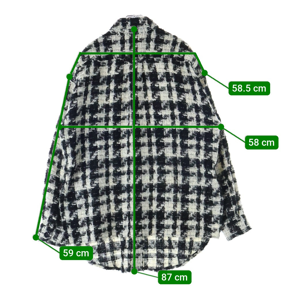 FAITH CONNEXION(フェイスコネクション) Oversized Metallic Tweed Overshirt オーバーサイズ メタリック ツイード オーバーシャツ ジャケット ホワイト/ブラック X1819T00420