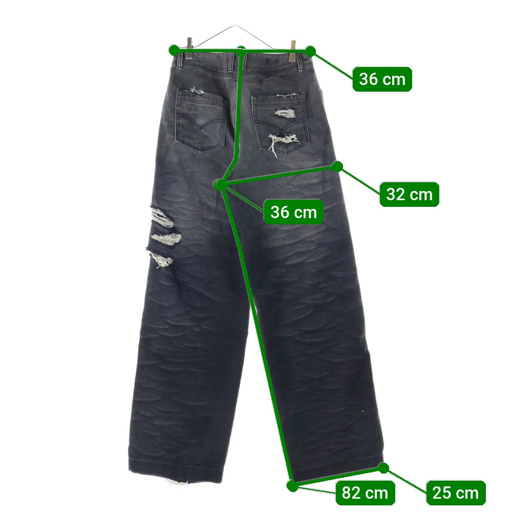 ADER ERROR(アーダーエラー) ダメージ加工 バギーデニム パンツ