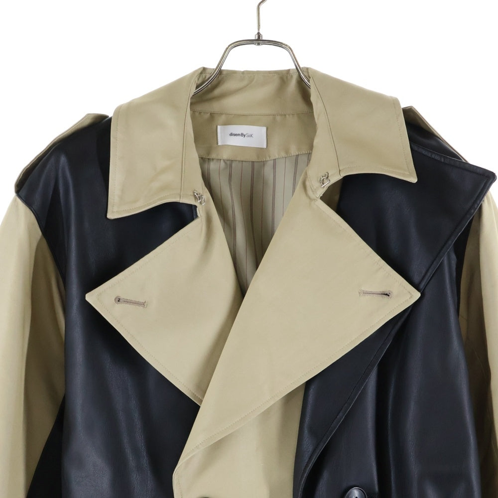 NO BRAND(ノーブランド) 【disem By Siik】 【ディゼムバイシーク】 レザー切替 ドッキング トレンチコート ジャケット ベージュ