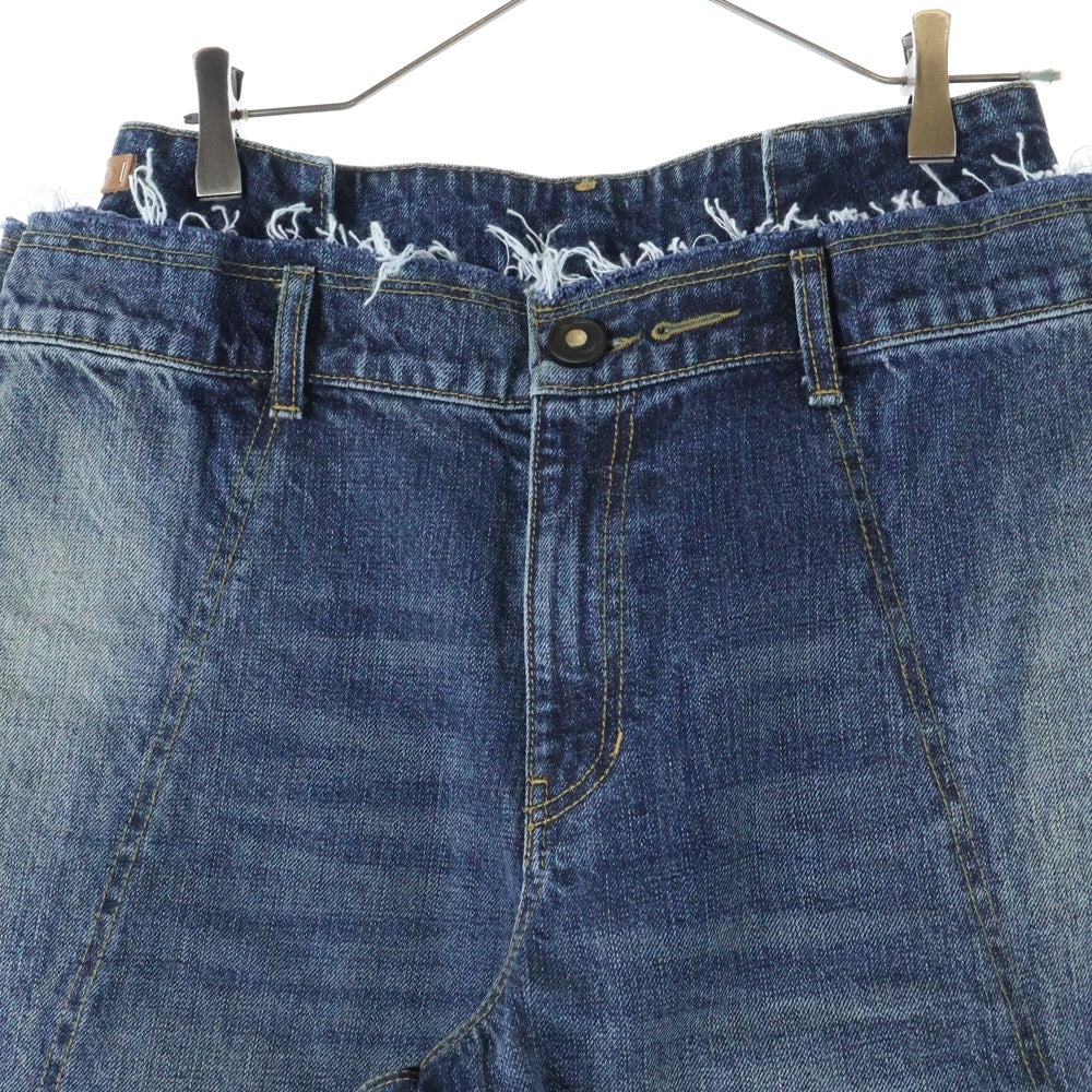 ADER ERROR(アーダーエラー) ダメージ加工 ドッキング バギーデニム パンツ インディゴ