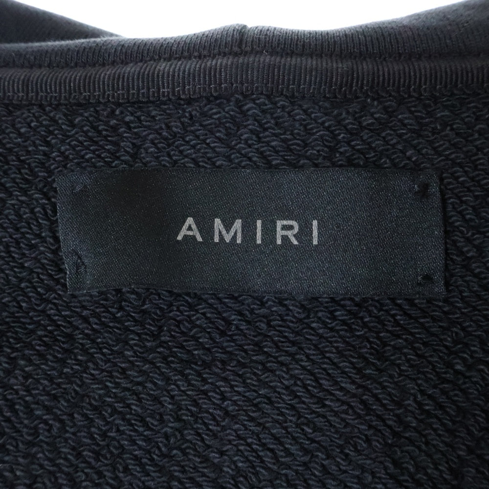 AMIRI(アミリ) MA Logo Shotgun Crewneck MAロゴ ショットガン加工 ジップアップ フーディー パーカー ブラック