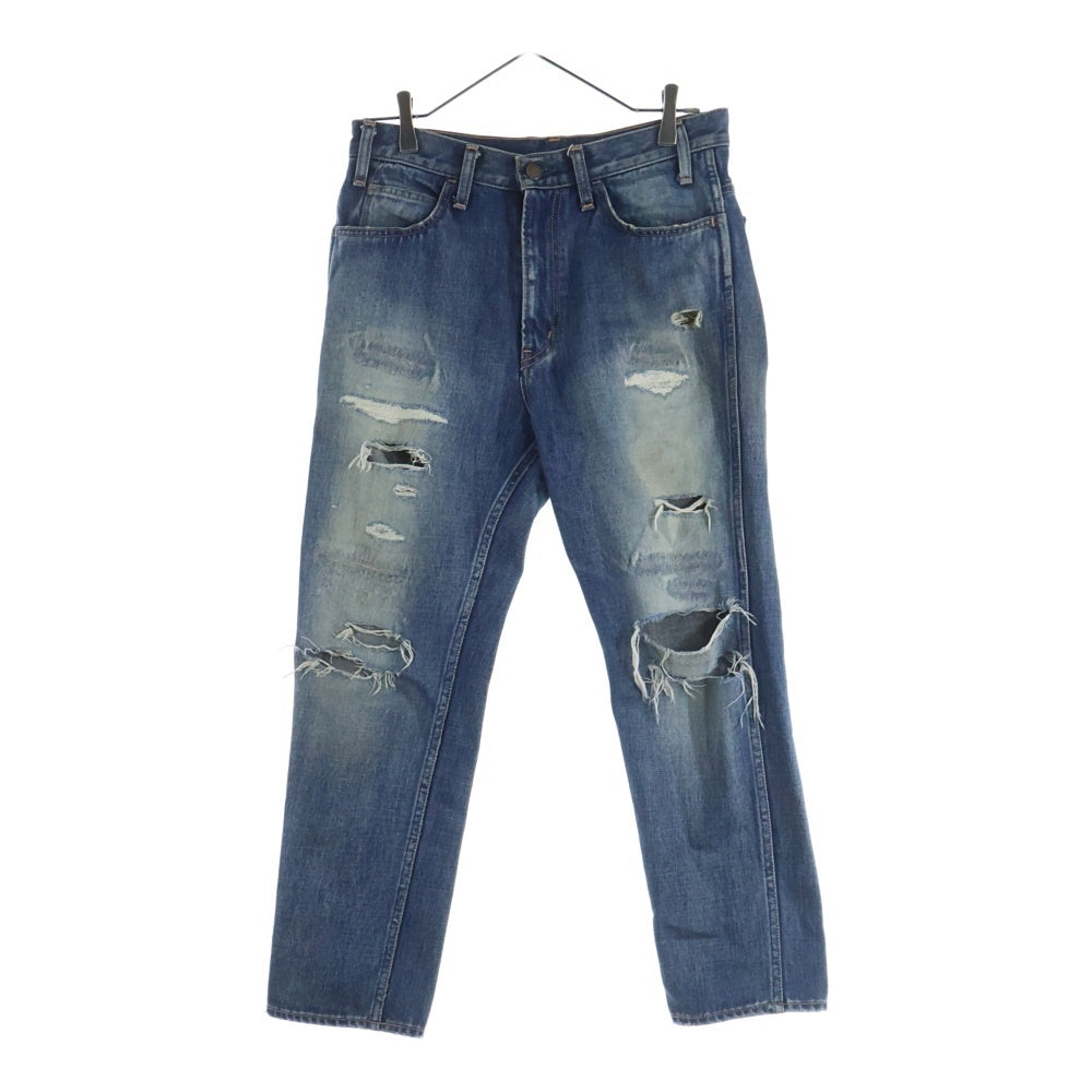 UNUSED(アンユーズド) ダメージ加工 ストレート デニム パンツ インディゴ