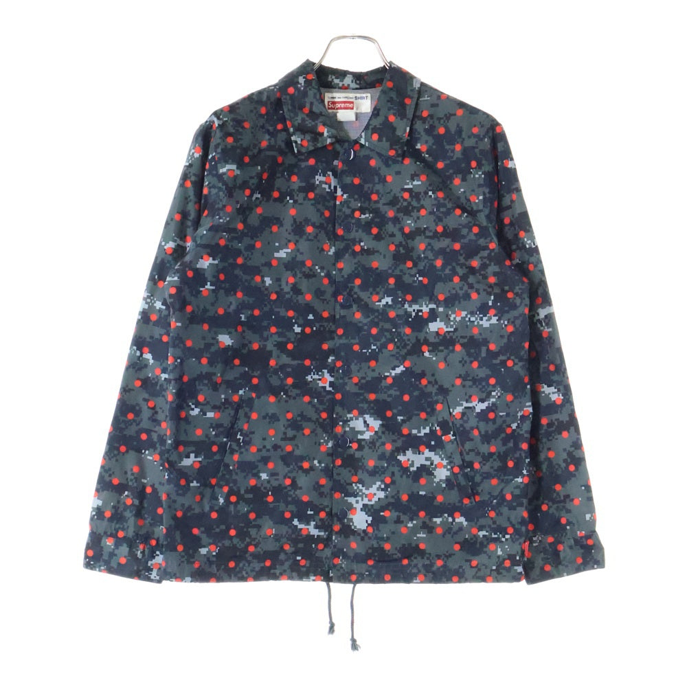 SUPREME(シュプリーム) 13SS ×COMME des GARCONS SHIRT Digi Camo Coach Jacket デジタルカモ ドット柄 ナイロン コーチングジャケット ブラック/レッド