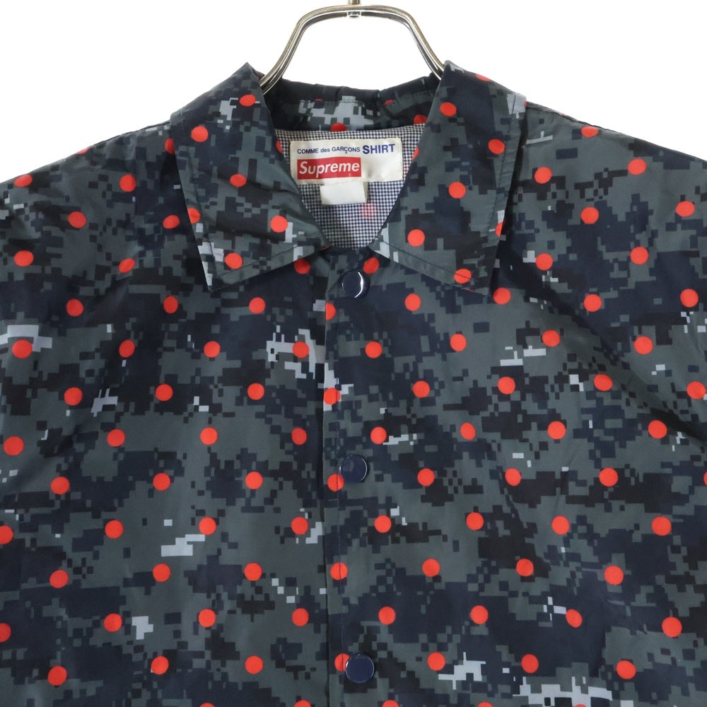 SUPREME(シュプリーム) 13SS ×COMME des GARCONS SHIRT Digi Camo Coach Jacket デジタルカモ ドット柄 ナイロン コーチングジャケット ブラック/レッド