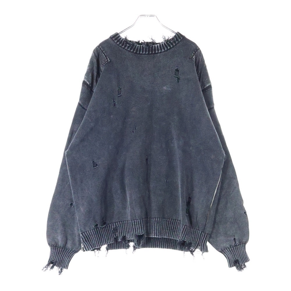 Danke Schon(ダンケシェーン) MILS KNIT CREWNECK ダメージプルオーバニット 25A-KNL041-DS ブラック