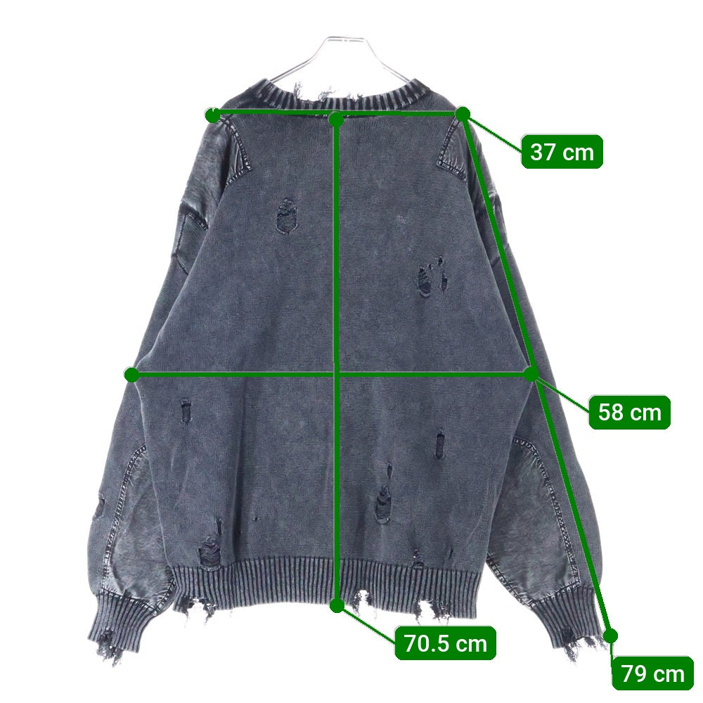 Danke Schon(ダンケシェーン) MILS KNIT CREWNECK ダメージプルオーバニット 25A-KNL041-DS ブラック