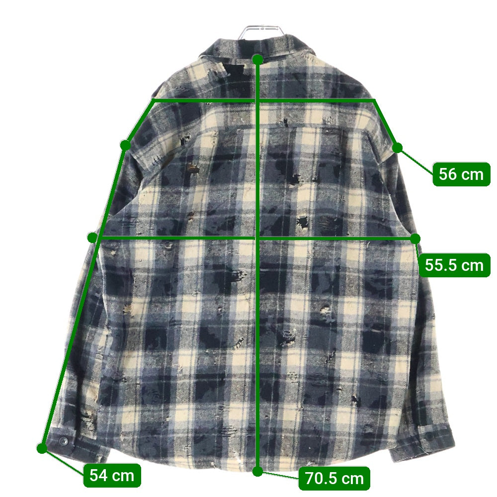 Danke Schon(ダンケシェーン) W-POCKET DAMAGE CHECK SHIRTS ダブルポケット ダメージ チェック 長袖シャツ ロングシャツ M2525010TS-LHO ブラック