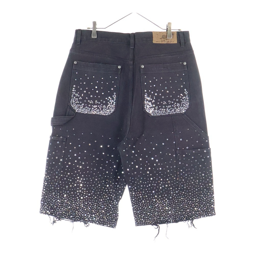 BIRTH OF ROYAL CHILD(バースオブロイヤルチャイルド) REDIAL 20K DIAMOND JORTS ラインストーン付きデニムショーツ ハーフパンツ ブラック