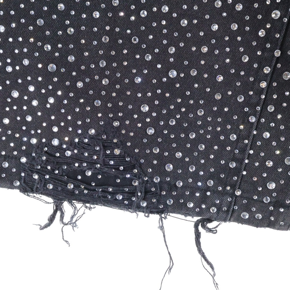 BIRTH OF ROYAL CHILD(バースオブロイヤルチャイルド) REDIAL 20K DIAMOND JORTS ラインストーン付きデニムショーツ ハーフパンツ ブラック