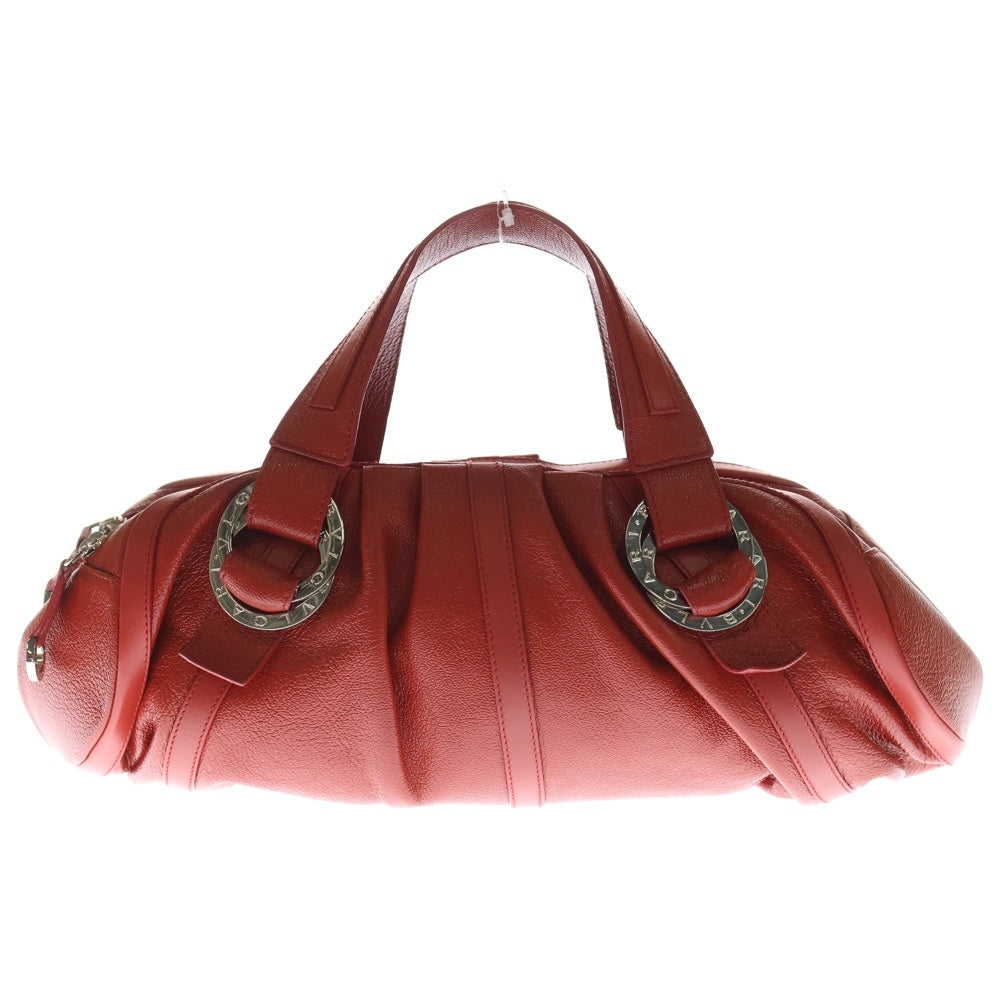 BVLGARI(ブルガリ) チャンドラ レザーハンドバッグ トートバッグ シルバー金具 レッド レディース