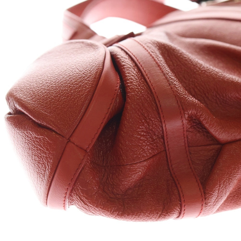 BVLGARI(ブルガリ) チャンドラ レザーハンドバッグ トートバッグ シルバー金具 レッド レディース