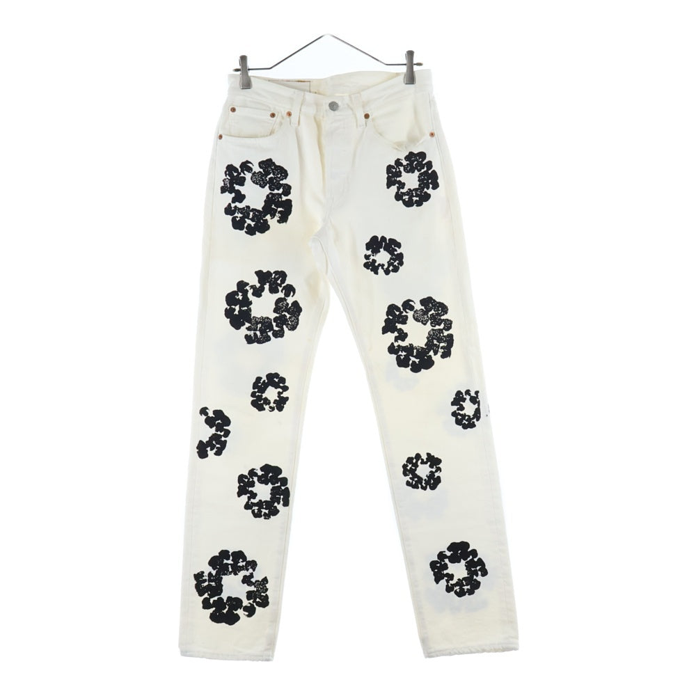 DENIM TEARS(デニムティアーズ) ×Levi's 501 Denim Pants リーバイス 花柄デニムパンツ ジーンズ ホワイト/ブラック PC9-A1592-0004