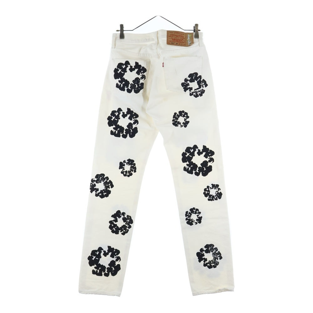 DENIM TEARS(デニムティアーズ) ×Levi's 501 Denim Pants リーバイス 花柄デニムパンツ ジーンズ ホワイト/ブラック PC9-A1592-0004