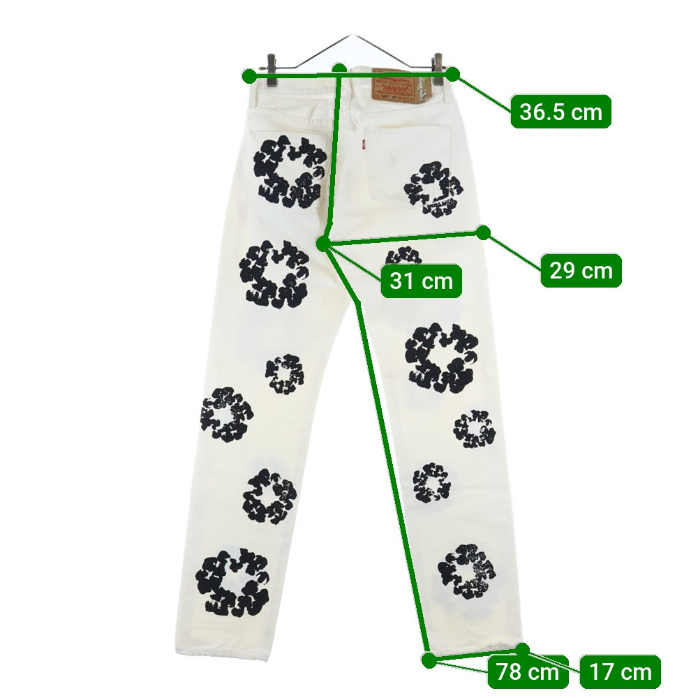 DENIM TEARS(デニムティアーズ) ×Levi's 501 Denim Pants リーバイス 花柄デニムパンツ ジーンズ ホワイト/ブラック PC9-A1592-0004