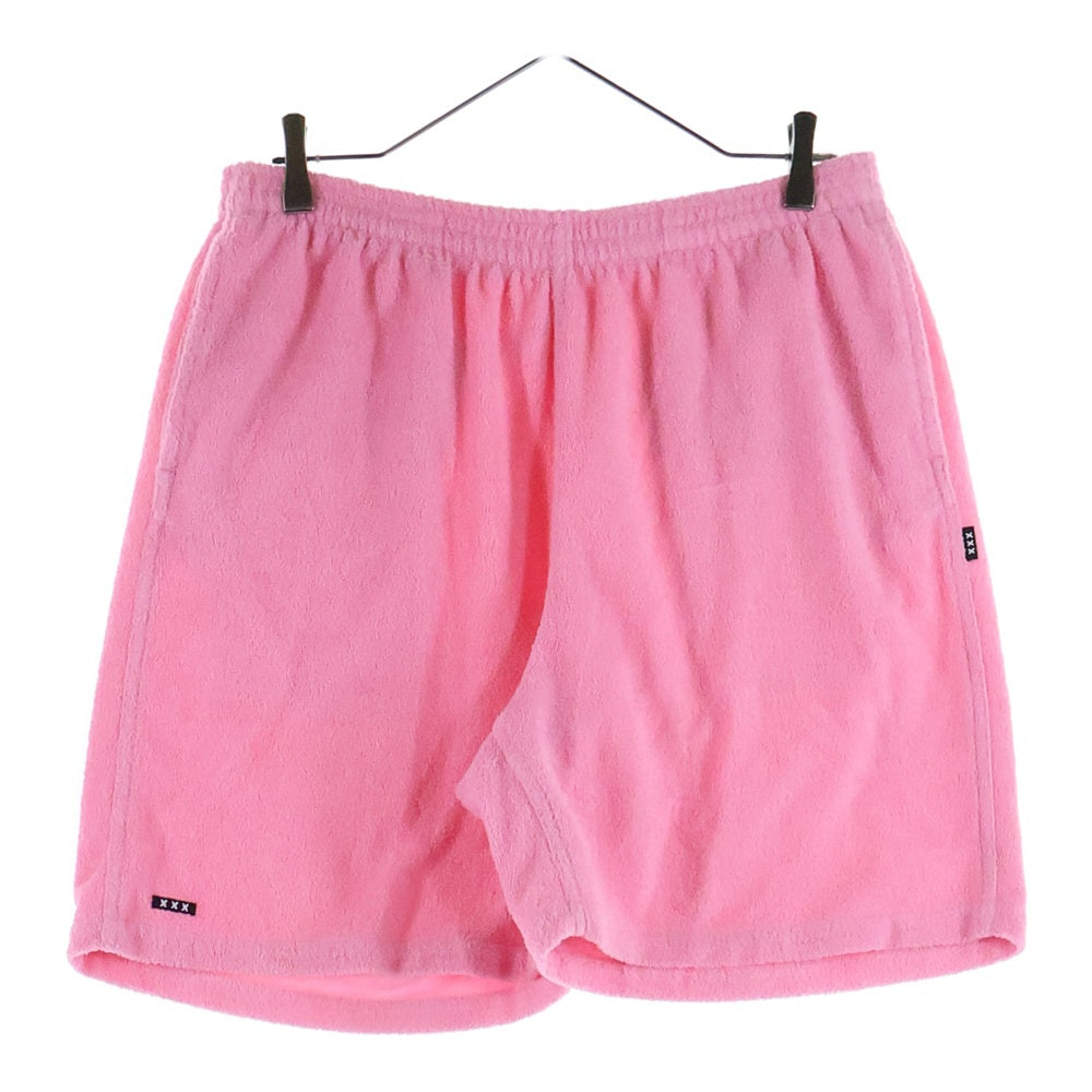 GOD SELECTION XXX(ゴッドセレクショントリプルエックス) ワッペンロゴ パイル地 ハーフパンツ ショーツ ピンク