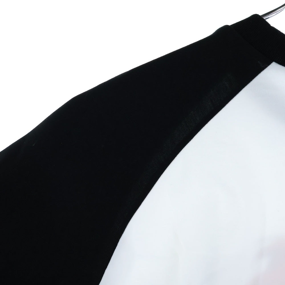 GOD SELECTION XXX(ゴッドセレクショントリプルエックス) フロントロゴ ラグラン 七分丈Tシャツ カットソー ブラック/ホワイト