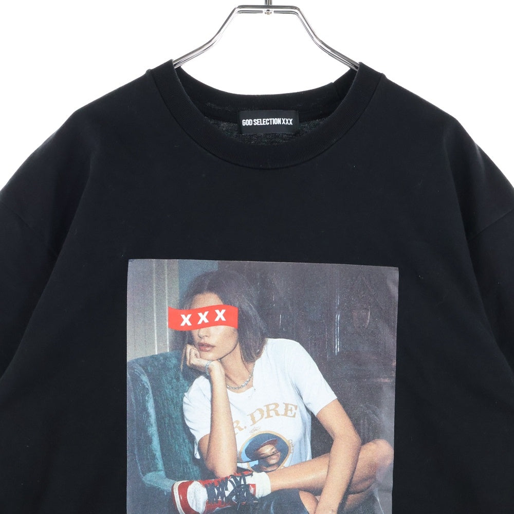 GOD SELECTION XXX(ゴッドセレクショントリプルエックス) ヘイリービーバー フォトプリント半袖Tシャツ カットソー ブラック