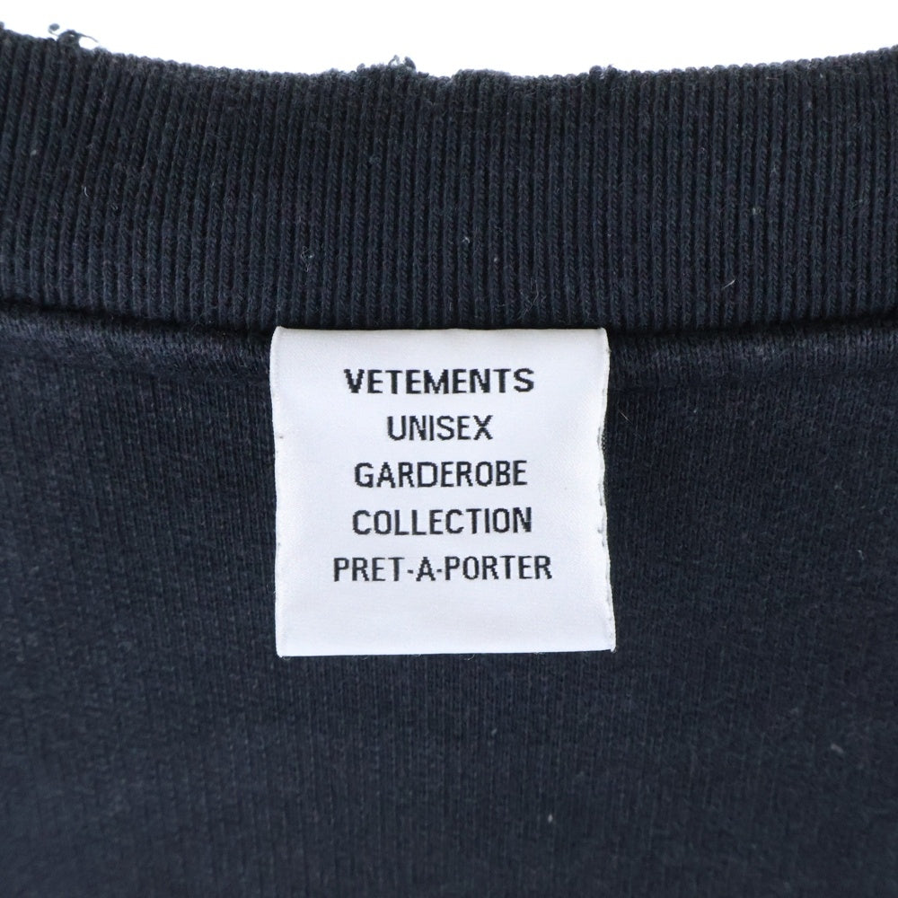 VETEMENTS(ヴェトモン) 23SS ダメージ加工インサイドアウト半袖スウェット トレーナー ブラック UE63TR360B