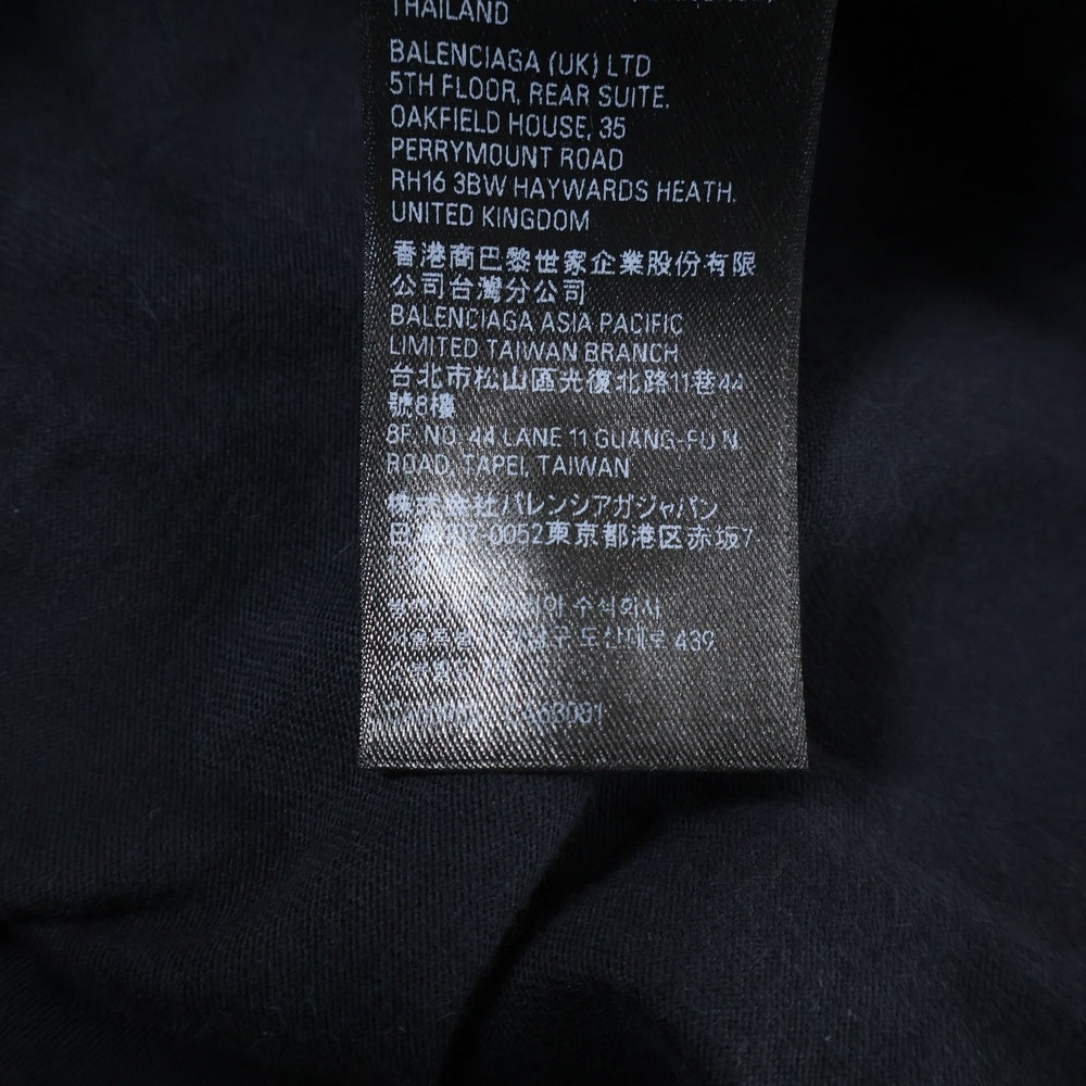 BALENCIAGA(バレンシアガ) 23AW ロゴ刺繡 ヴィンテージ加工 長袖Tシャツ ロングTシャツ ロングスリーブ ブラック 739027 TOVV6