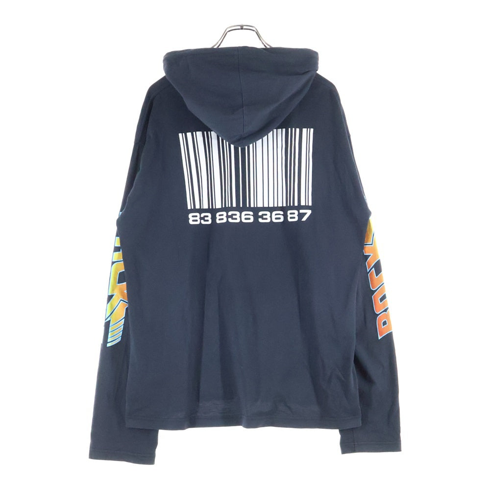 VTMNTS(ブイティーエムエヌティーエス) 22SS BACK TO THE FUTURE JERSEY HOODIE バックトゥザフューチャープリントプルオーバーパーカー VL12TR400B ブラック
