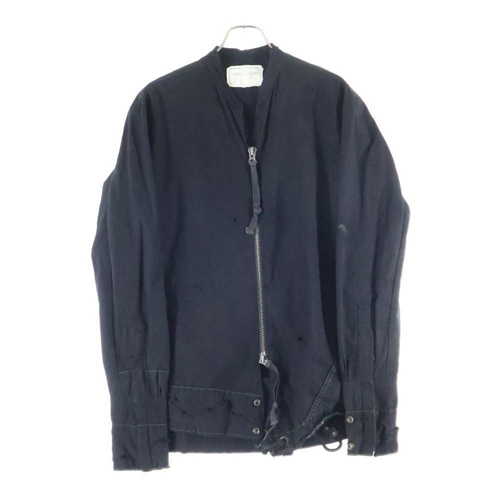 GREG LAUREN(グレッグローレン) TENT ZIP FRONT STUDIO SHIRT テントジップフロントスタジオシャツ ダメージ加工 ブラック