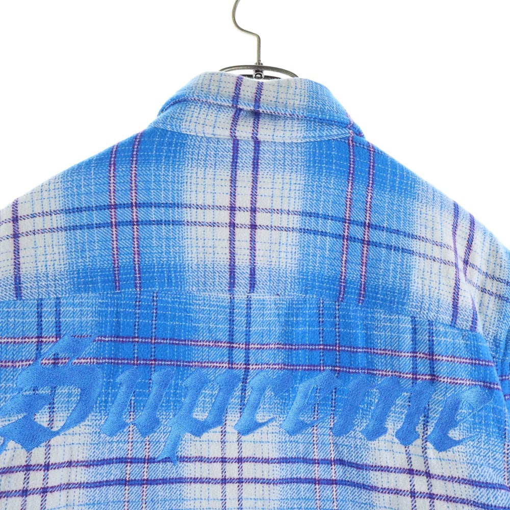 SUPREME(シュプリーム) 23AW Lined Flannel Snap バックロゴ刺繍 裏地ボアフランネル長袖シャツ ブルー調