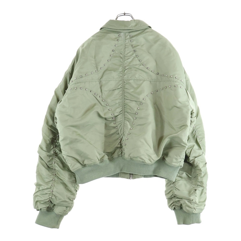 THUG CLUB(サグクラブ) 24AW NYLON STUDDED BOMBER ナイロン スタッズ ブルゾン MA-1 ボンバージャケット カーキ TC24JP1303