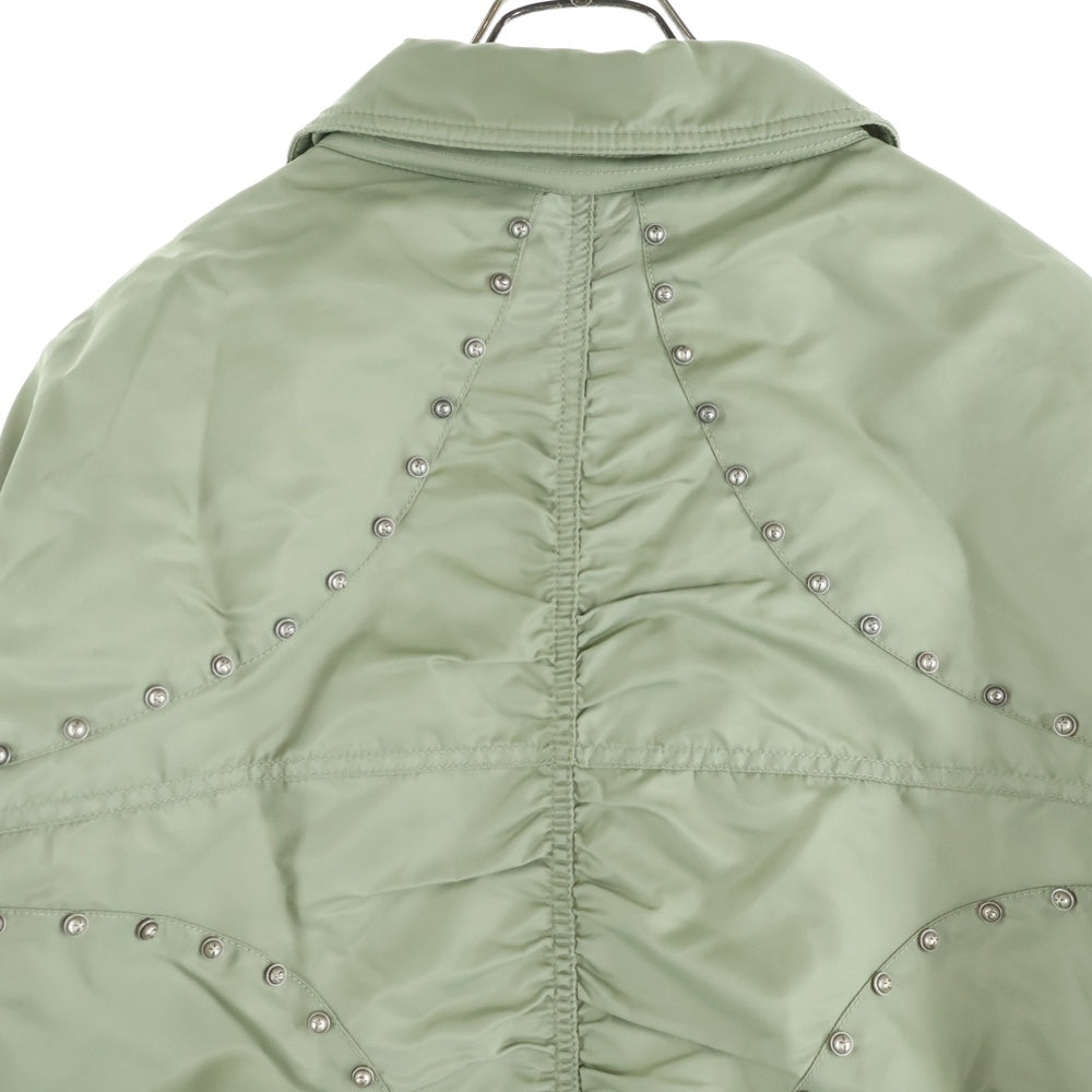 THUG CLUB(サグクラブ) 24AW NYLON STUDDED BOMBER ナイロン スタッズ ブルゾン MA-1 ボンバージャケット カーキ TC24JP1303